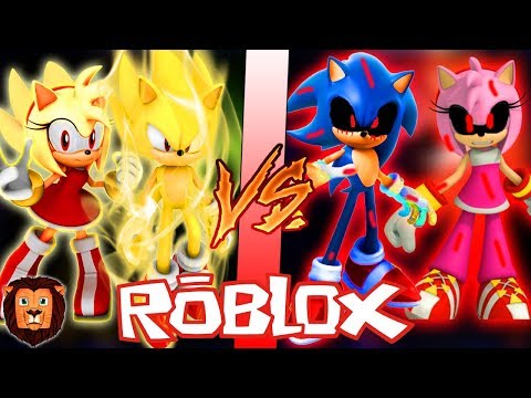 SUPER SONIC Y SUPER AMY VS SONIC.EXE Y AMY.EXE EN ROBLOX | BATALLA EPICA DE PERSONAJES EN ROBLOX