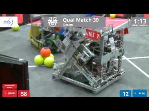 VEX Worlds 2016 - VEX U - Design - Qual 39 (UTGZ2) 202 vs 119 (ALBA)