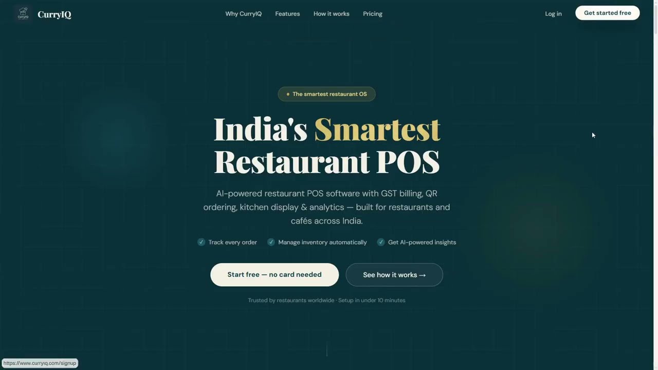 Step 1 – Create account and set up CurryIQ