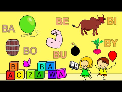 Nauka czytania sylab BA, BE, BI, BO, BU, BY - czytanie sylabowe - lekcja 1 dla dziecka. AbcZabawa