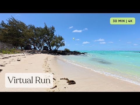 Tropical Beach Run | 30-Minute Virtual Running video for Treadmill | Mauritius 4K
