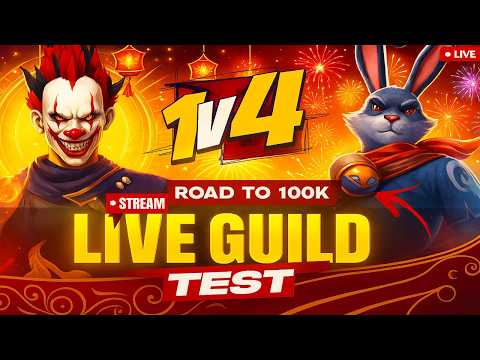 FF LIVE TOP 1 GUILD TEST 1 VS 4 | ROAD TO 100K ON LIVE | LIVE GUILD TESTING#fflive #girllive #ffgirl