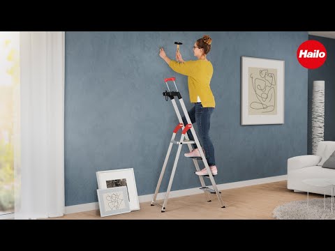 HAILO L85 ComfortLine - Alu-Sicherheits-Stehleiter / Aluminium safety household ladder