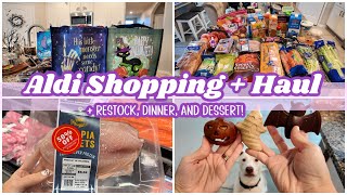 Aldi Grocery Shopping, Haul, & Restock | Easy Dinner + Dessert Idea