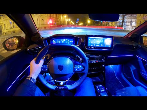 PEUGEOT 208 Facelift 2024 - NIGHT POV test drive & FULL REVIEW (GT, 48V HYBRID 100 HP e-DCS6)