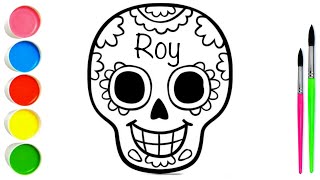How To Draw A Sugar Skull Easy | Drawing For Kids Step By Step | Coloring Page 1M