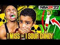 My 10 YR Brother and I Ate the WORLDS SOUREST Candy For Every Shot We Missed in NBA 2K 😂😱