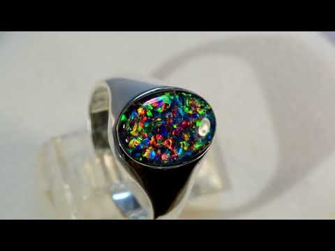 m16043 Fiery red opal sterling silver ring