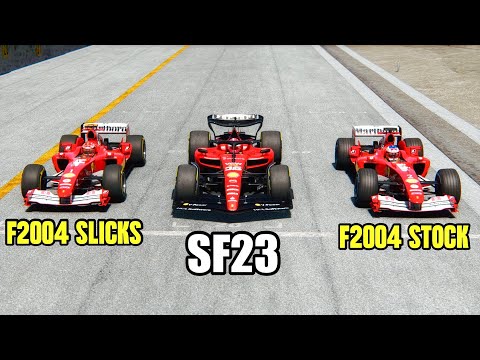 Ferrari F1 2023 vs Ferrari F1 2004 Slick Tyres vs Ferrari 2004 Stock - Monza GP