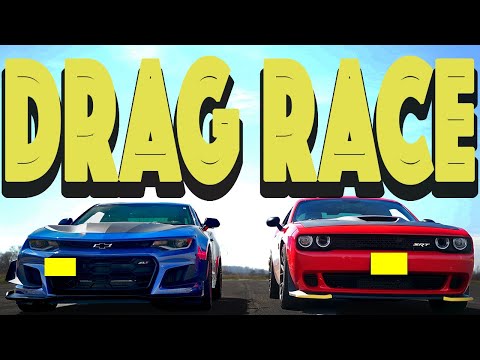 Chevy Camaro ZL1 1LE takes on Dodge Challenger SRT Hellcat, Spanking Follows. Drag and Roll Race.