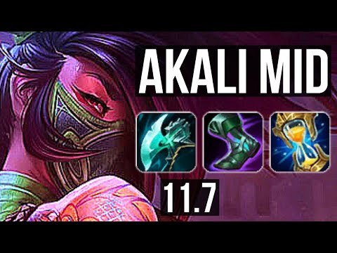 AKALI vs PANTHEON (MID) | 66% winrate, 9/2/6, Godlike | KR Grandmaster | v11.7