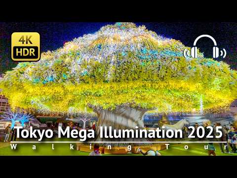Tokyo Christmas Lights 2025: Tokyo Mega Illumination Walking Tour [4K/HDR/Binaural]