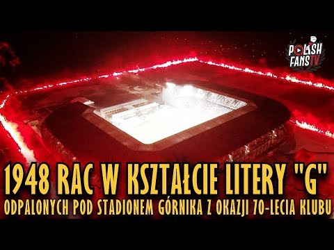 1948 rac w kształcie litery "G" pod stadionem Górnika z okazji 70-lecia klubu (14.12.2018 r.)