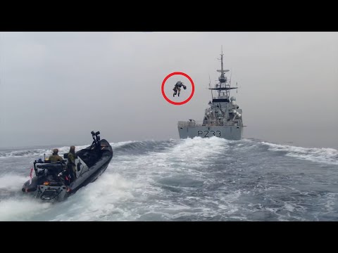 Marines Jet Suit Boarding on Royal Navy Ship HMS Tamar