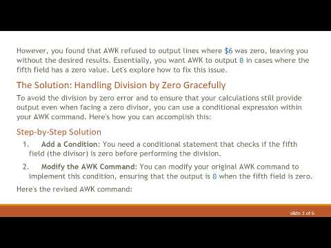 Handling Division by Zero in AWK: Outputting 0 Instead of NaN
