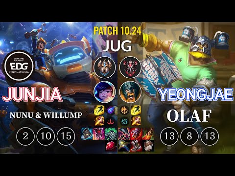 EDG JunJia Nunu & Willump vs YeongJae Olaf Jungle - KR Patch 10.24