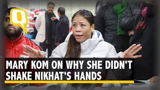 MC Mary Kom Refuses to Shake Hands With Nikhat Zareen After Beating Her | The Quint video