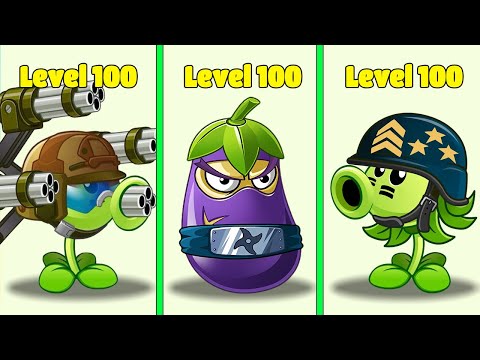 PvZ 2 9.8.1 Auberninja & All Plants Level 100 Vs 100 Blockhead Zombies