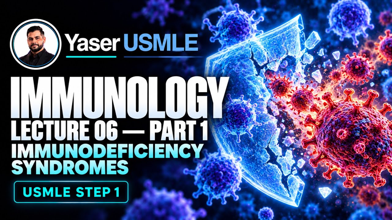 Immunology Lecture 6 part 1 (Immune deficiency syndromes), USMLE Step 1 , Arabic، dr Yaser, بالعربي