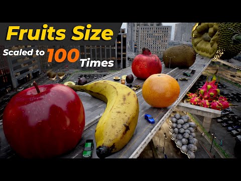 If Fruits Size Increased by 100 Times | imaginary Size comparison in city