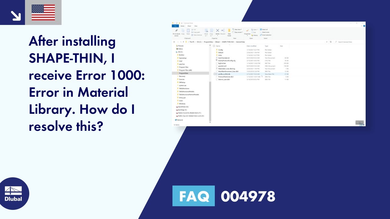 FAQ 004978 | After installing SHAPE-THIN, I receive Error 1000: Error in Material Library. How do...