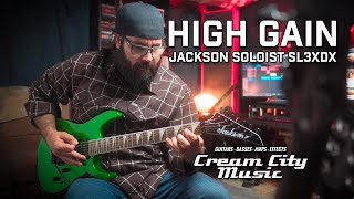 Video thumbnail for HIGH GAIN: Jackson Soloist SL3X DX Electric Guitar by Cream City Music
