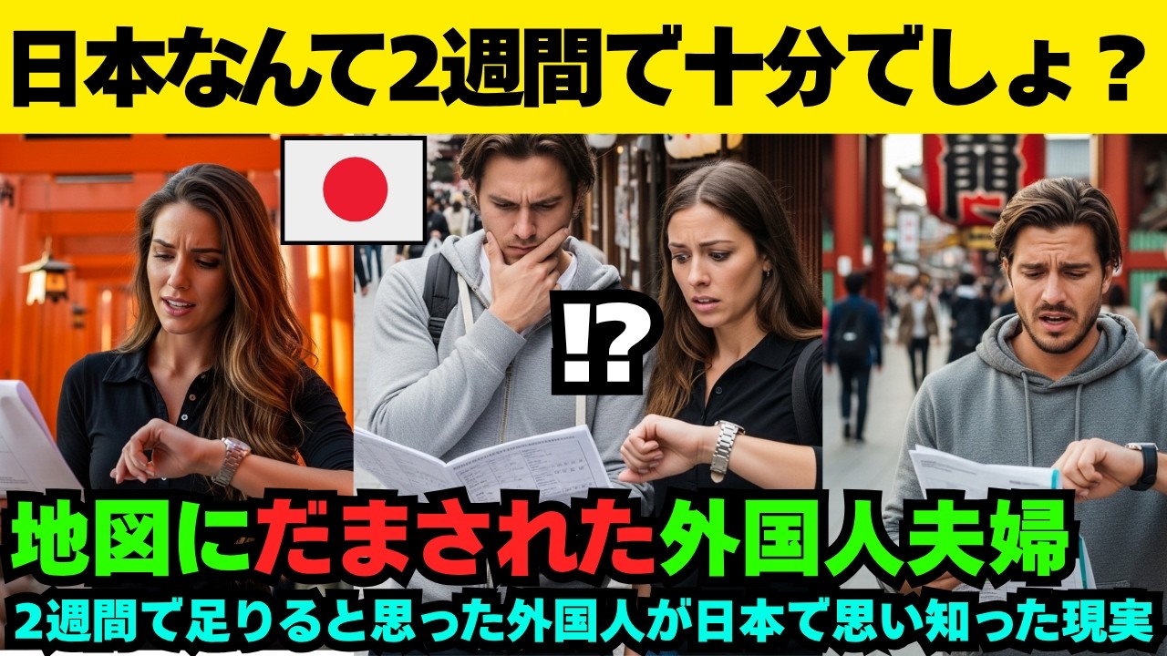 【海外の反応】日本なんて2週間で十分でしょ？地図にだまされた外国人夫婦⁉2週間で足りると思った外国人が、日本で思い知った現実