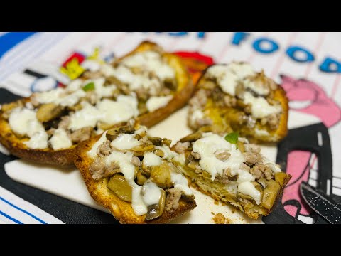 Crostone con funghi e salsiccia -CROCCANTE-