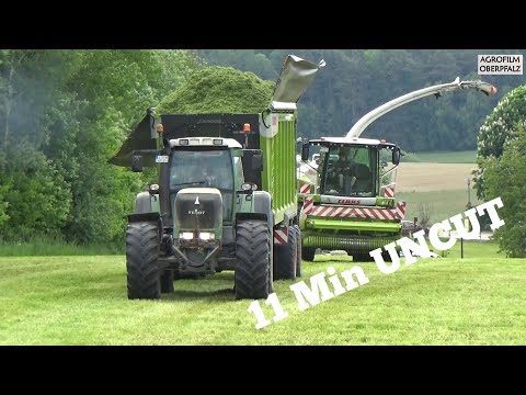 Alles muss rauf - 11 Min UNCUT - Gras häckseln mit Claas Jaguar 970 - LU Spitzner - Fendt 926 SOUND