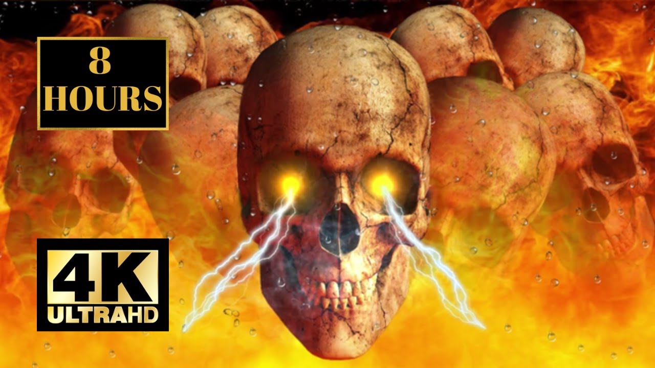 Halloween Spooky Ambience Skeleton Wallpaper Screensaver Background 4K 8 HOURS Spooky Music