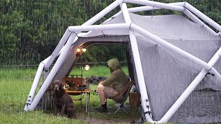 SOLO Camping in the RAIN || RELAX, SLEEP and Eat with Mountain Views || Rain ASMR