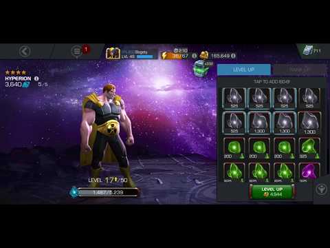 Marvel contest of champions leveling up Hyperion on rank 5