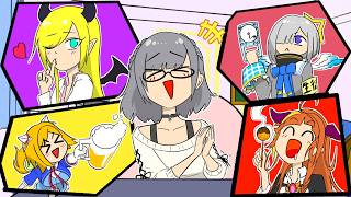 【手描き】ドラゴンと天使を誘って食事会を開いたノエル【白銀ノエル/桐生ココ/天音かなた/癒月ちょこ/アキロゼ/切り抜き】