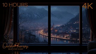 Stormy Window Over Halstatt | 10 Hours of Relaxing Thunder & Rain on Your Window [4K] ASMR Rain
