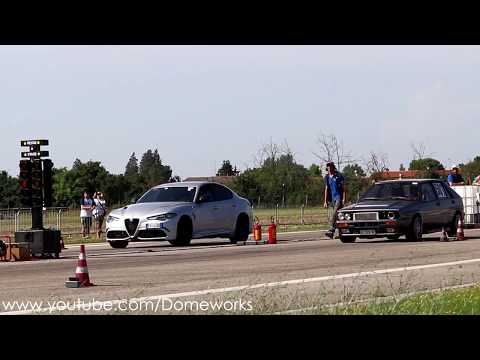Alfa Romeo Giulia Quadrifoglio  VS Lancia Delta Integrale - Drag Race 1/4 Mile Lugo
