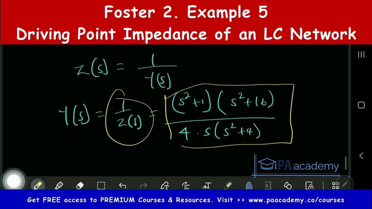 Foster 2 Form Tutorial. Example 5. How to Obtain the Driving Point Impedance of LC Network Synthesis