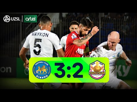 Superliga 11-tur. Dinamo - Qizilqum bahsida kiritilgan gollar va xavfli vaziyatlar (Highlights)