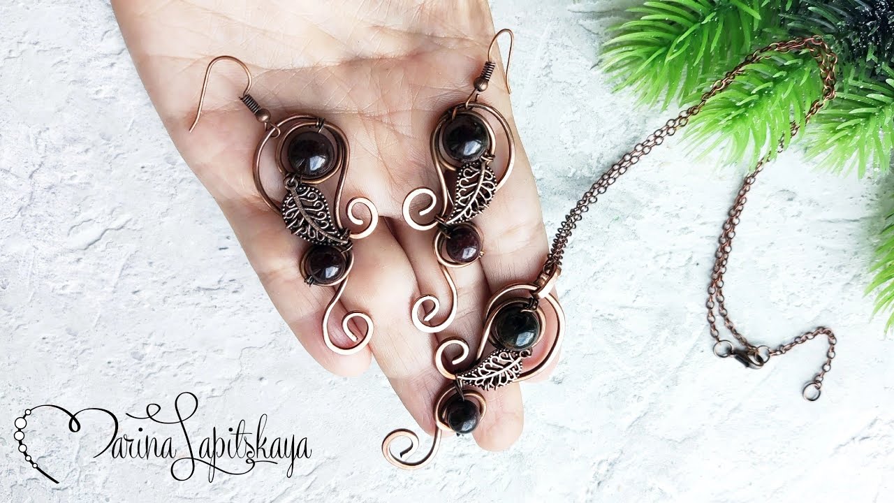 Как сделать кулон и серьги из проволоки и бусин в технике wire work (wire wrap). Мастер-класс