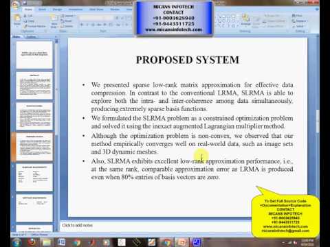 SLRMA: Sparse Low-Rank Matrix Approximation for Data Compression