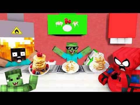 Monster School: WORK AT PANCAKES FACTORY PLACE! - Minecraft Animation