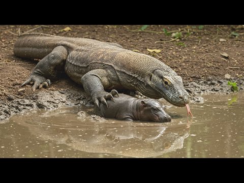 Komodo Dragon BRUTALLY Hunts Baby Hippo
