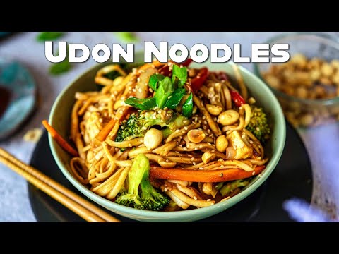 Easy 15-Minute Udon Noodles Recipe -  Spicy Yaki Udon - Japanese Style Stir Fried Udon Noodles