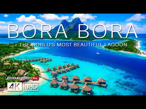 BORA BORA ISLAND PARADISE 4K DRONE FOOTAGE | Elegant Overwater Villas Crystal Lagoons UHD ( 5 Hours)