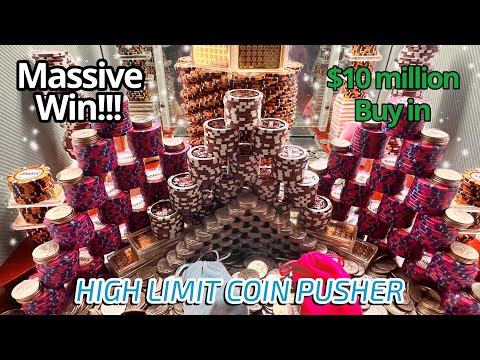 Casino owners upgraded us to $25,000.00 chips! inside the high limit coin pusher