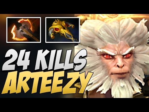 EG.Arteezy Monkey King - 24 KILLS in 7.20 | Dota Gameplay