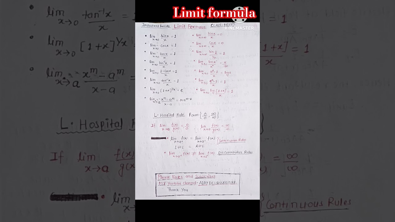 #maths |Limit all formula|class 12th