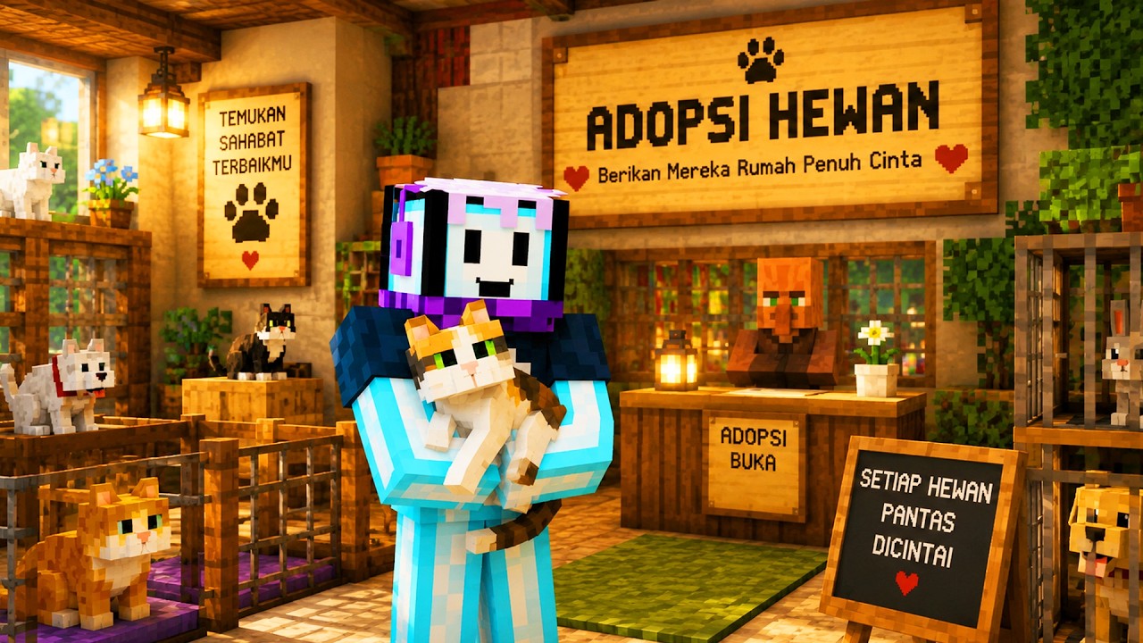 SEHARIAN JADI PENJAGA TEMPAT PENAMPUNGAN HEWAN DI MINECRAFT!