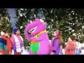 Barney Observa De Nieve Entre Los Amigos