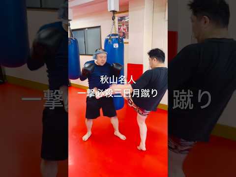 [キックボクシング　トレーニング　格闘技] 秋山名人！　一撃必殺三日月蹴り！　#キックボクシング #トレーニング #格闘技