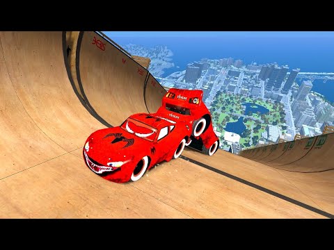 GTA 4 😱Red Venom McQueen Mega Ramp Jump Testing - GTA IV Cars Mods